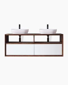 Paloma 1500 Solid Ash Walnut Wall Mounted Vanity