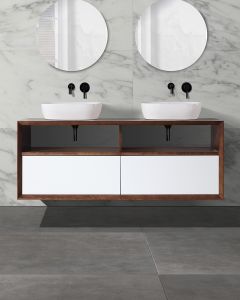 Paloma 1500 Solid Ash Walnut Wall Mounted Vanity