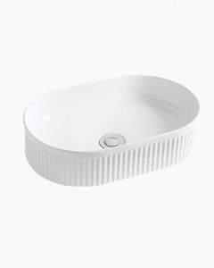 Kendall Ceramic Fluted Oval Basin Matte White