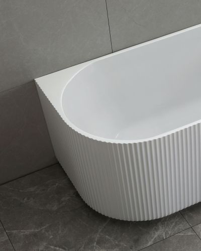 Harper Back To Wall Fluted Groove Bath 1500 White