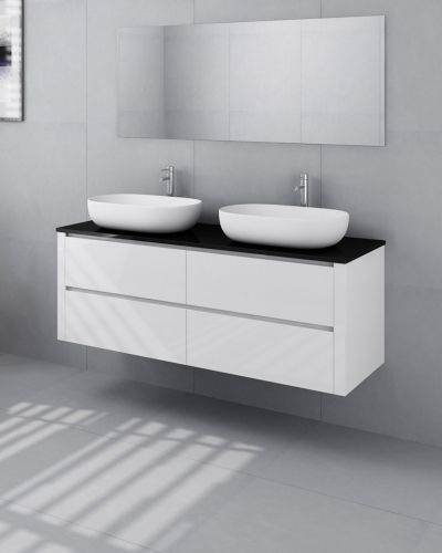 Palazzo 1500 Wall Mounted Matte White Vanity Double Basin