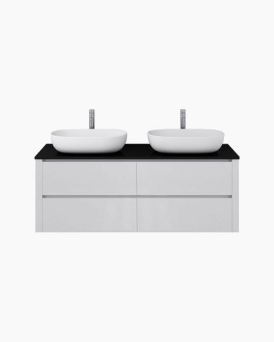 Palazzo 1500 Wall Mounted Matte White Vanity Double Basin