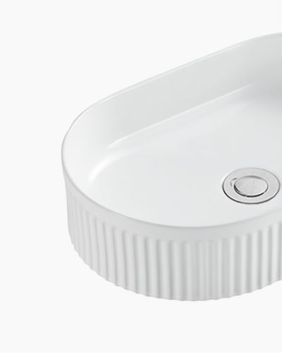 Kendall Ceramic Fluted Groove Oval Basin Matte