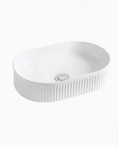 Kendall Ceramic Fluted Groove Oval Basin Matte