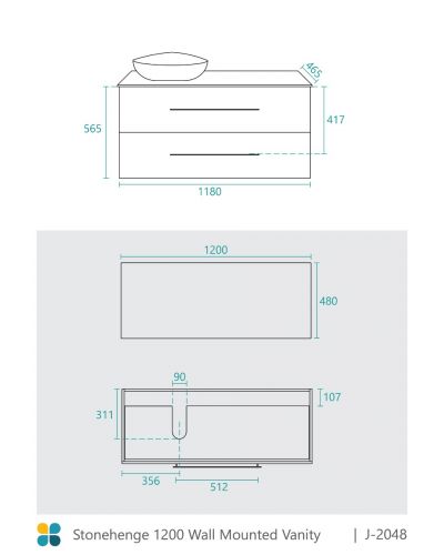 Stonehenge 1200 Deep Drawers Vanity