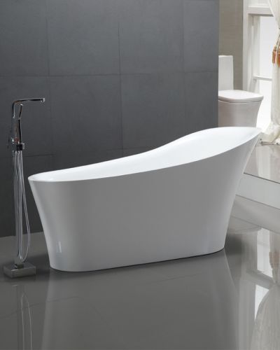 Hepburn Freestanding Bath with Overflow White