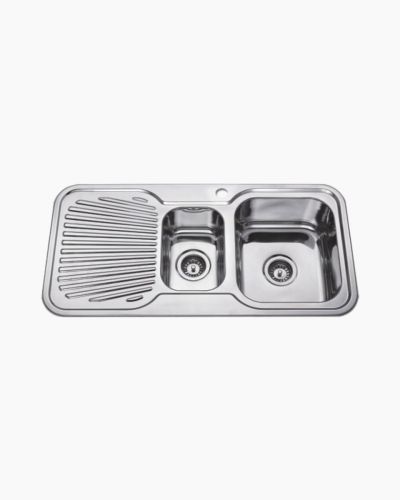 Chloe Double Square Kitchen Sink with LHS Drainer