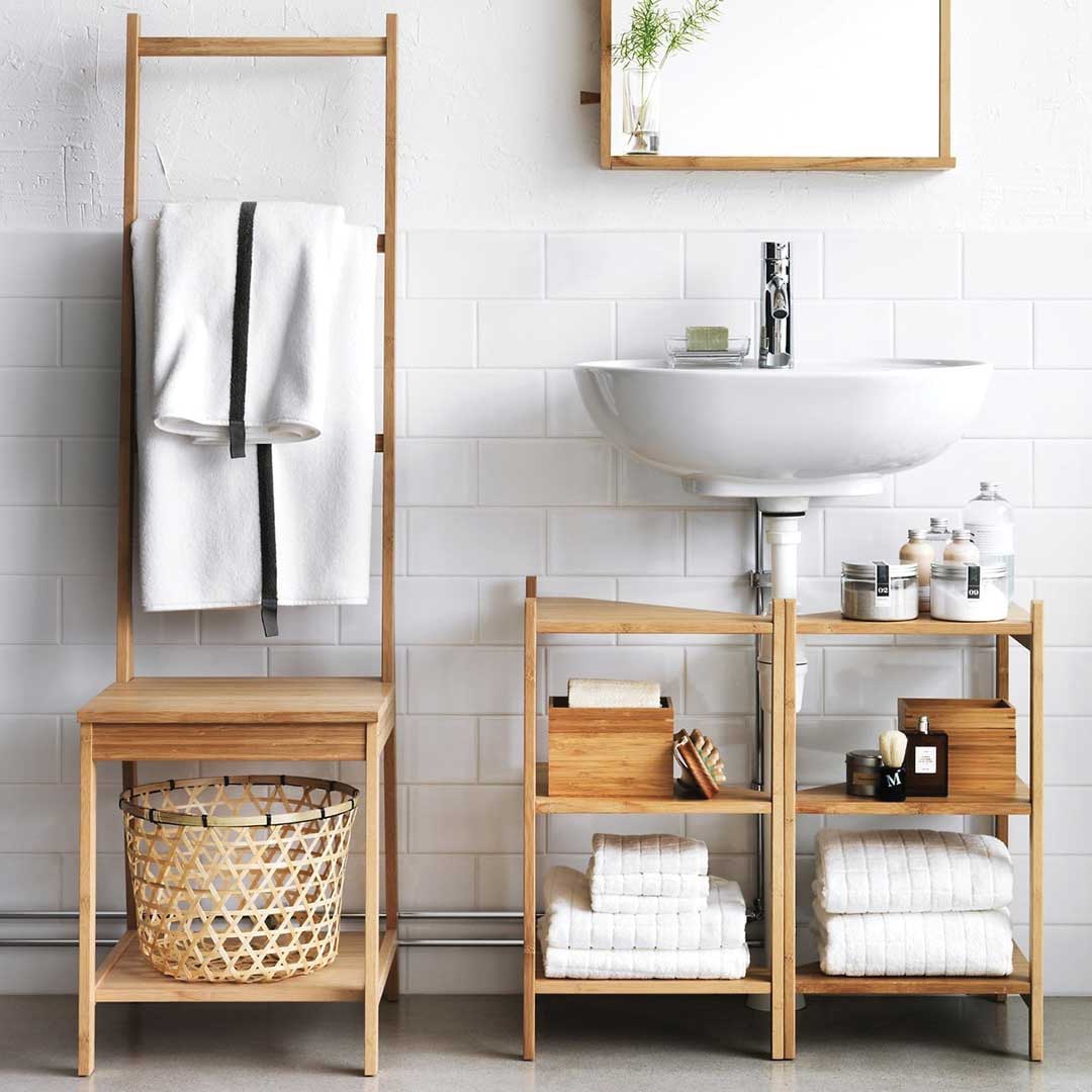 Gold mDesign Towel Rack Bathroom Storage for Towels Practical Metal Towel Storage with Shelf for Extra Towels and More 